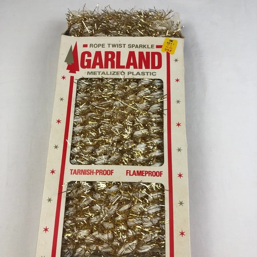 S. S. Kresge Rope Twist Sparkle Garland Gold Italy Vintage Metalized Plastic 18’